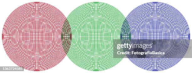 three spherical structures - three concentric circles stock illustrations