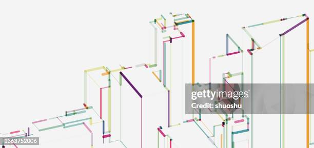 color city building line structure pattern background - futuristic city stock illustrations