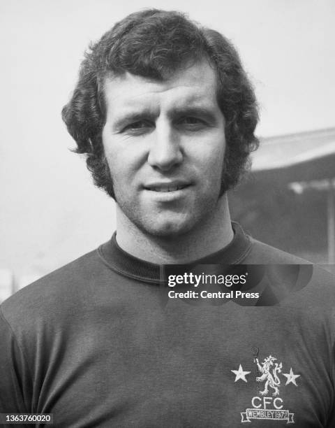 Portrait of English professional footballer Peter Osgood , Centre Forward for Chelsea Football Club circa August 1972 at the Stamford Bridge stadium...