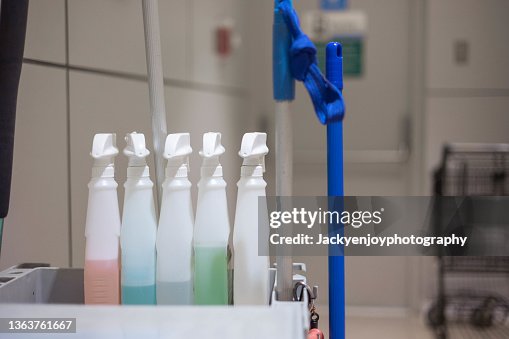 Queue Cleaners Cleaning Tools Cart Wait For Cleaning Y Set Of Cleaning Equipment In ...