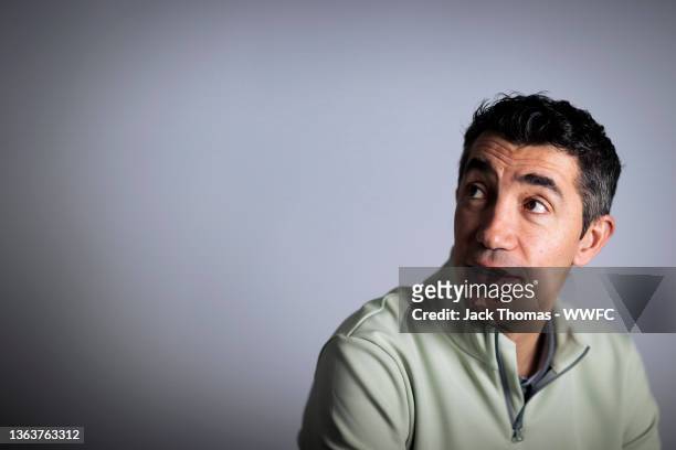 Bruno Lage, Manager of Wolverhampton Wanderers sits down for a portrait photoshoot at The Sir Jack Hayward Training Ground on January 06, 2022 in...