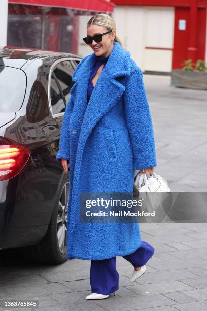 Ashley Roberts seen leaving Heart Breakfast Radio Studios on January 10, 2022 in London, England.