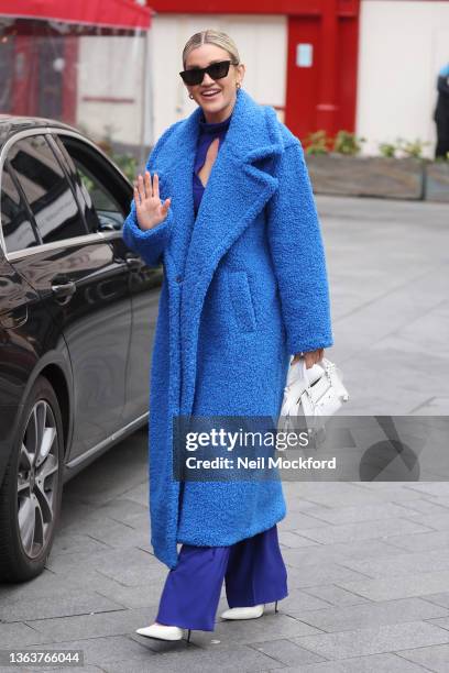 Ashley Roberts seen leaving Heart Breakfast Radio Studios on January 10, 2022 in London, England.