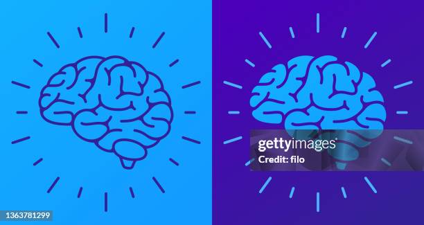 bildbanksillustrationer, clip art samt tecknat material och ikoner med human brain thinking intelligence symbol and icon - hjärna