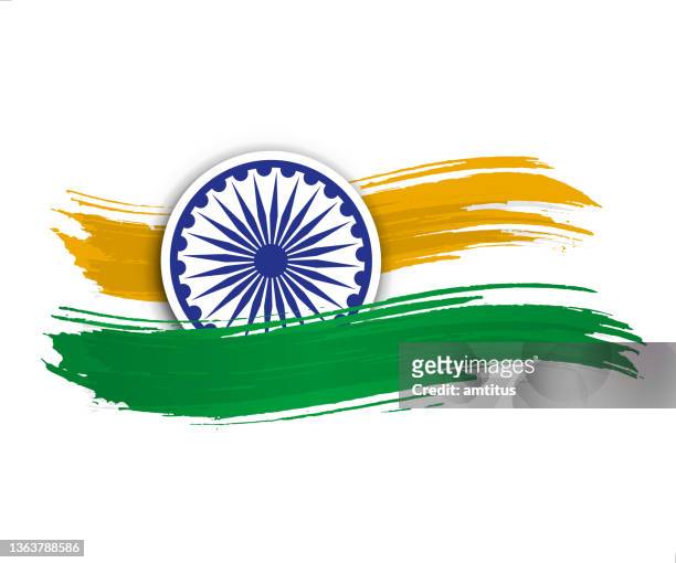 indian flag paintbrush - india independence day stock illustrations