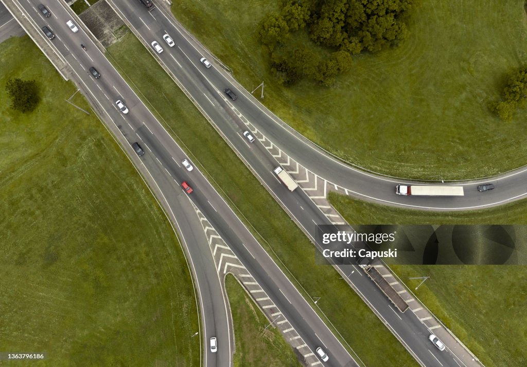 Top view of road