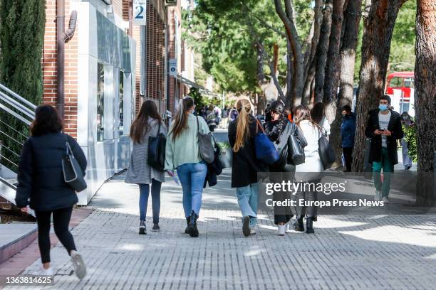 Students walk around the campus of the Universidad Francisco de Vitoria , at the Universidad UFV, on 10 January, 2022 in Pozuelo de Alarcon, Madrid,...