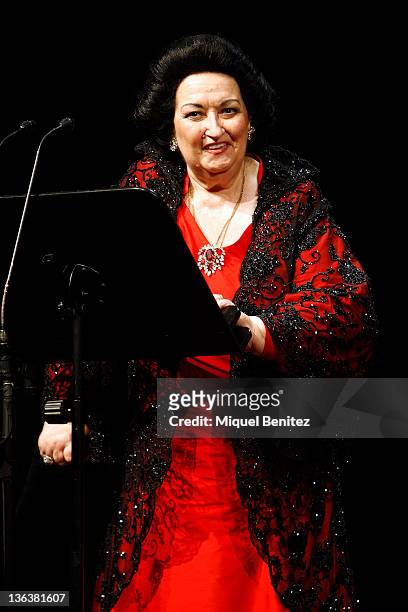 Montserrat Caballe performs in concert commemorating the 50th anniversary of the debut of Montserrat Caballe at Gran Teatre del Liceu on January 3,...