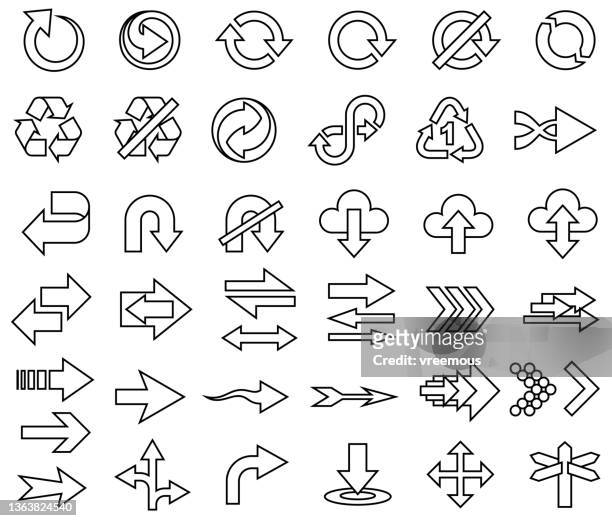 arrow signs and symbols outline icons - two lane highway stock illustrations