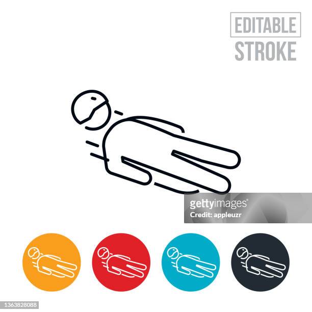 luger riding luge - editable stroke - luge stock illustrations