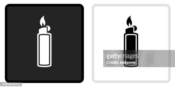 lighter icon on  black button with white rollover - cigarette lighter 幅插畫檔、美工圖案、卡通及圖標