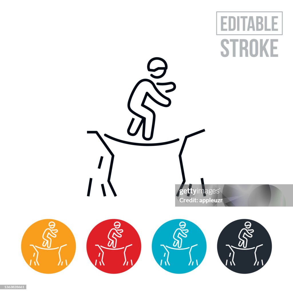 Tightroping Thin Line Icon - Editable Stroke