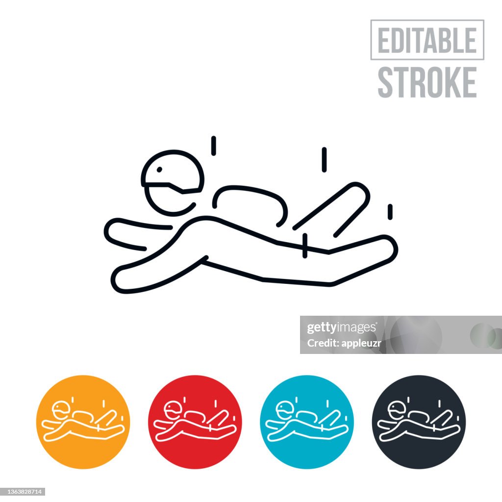 Skydiver Skydiving Thin Line Icon - Editable Stroke