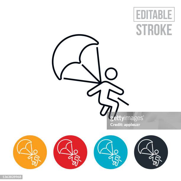 ilustrações de stock, clip art, desenhos animados e ícones de parasailer parasailing in air thin line icon - editable stroke - atleticismo