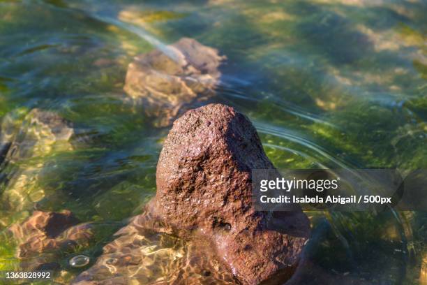small mountain on the sea,high angle view of rocks in sea - férias 個照片及圖片檔