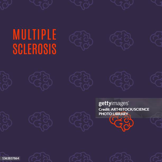 multiple sclerosis, conceptual illustration - autoimmune disease 幅插畫檔、美工圖案、卡通及圖標