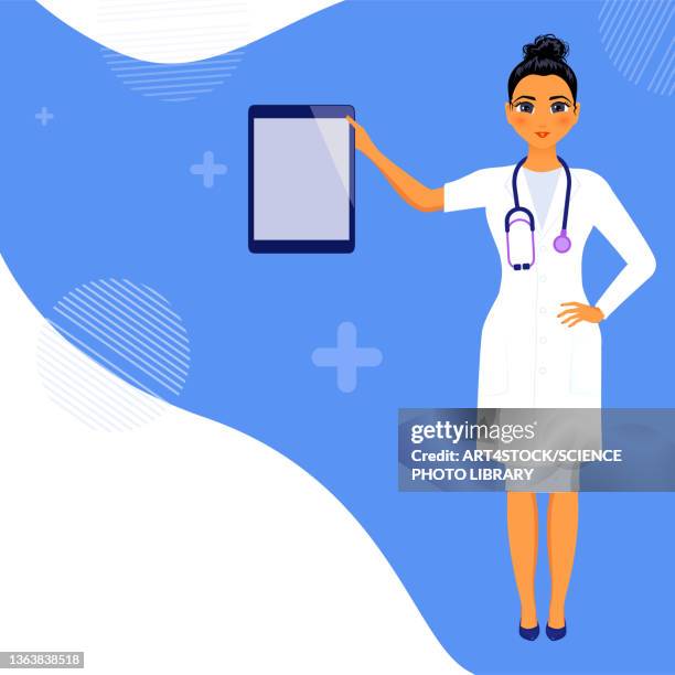 online medical consultation service, conceptual illustration - mobile app stock illustrations