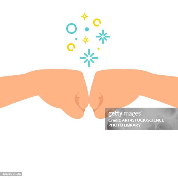 fist bump, conceptual illustration - dedication stock illustrations