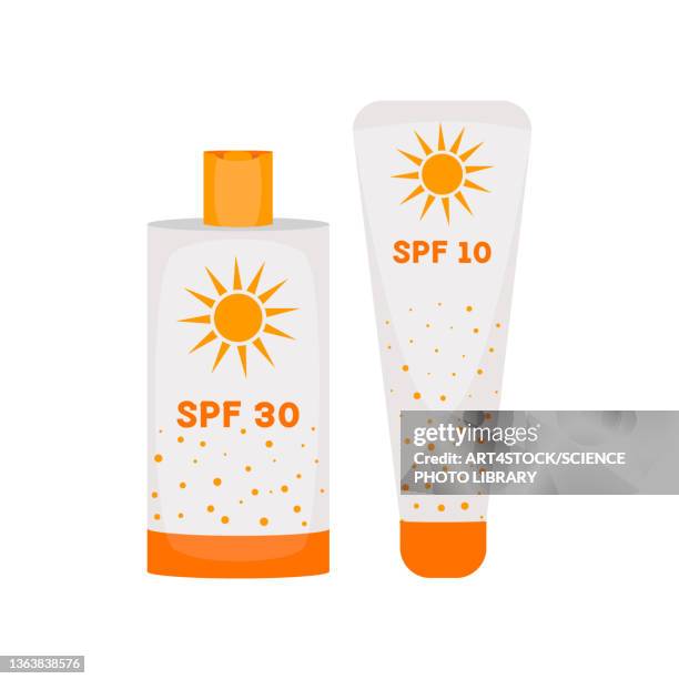 sun protection, conceptual illustration - suntan lotion stock illustrations