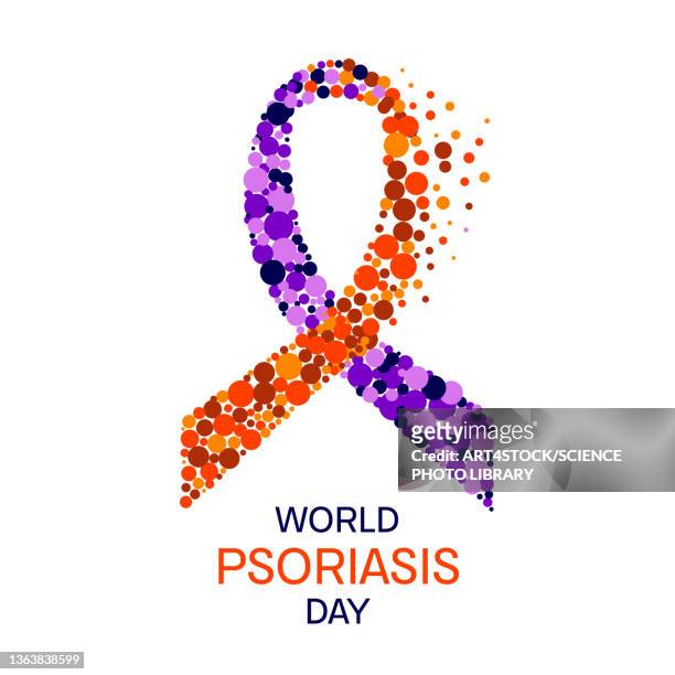 psoriasis awareness ribbon, conceptual illustration - autoimmune disease stock illustrations