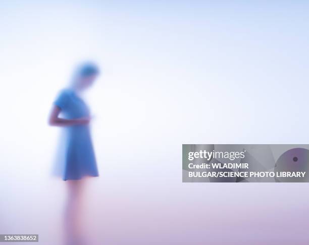 woman in a short dress behind frosted glass - frostat glas bildbanksfoton och bilder