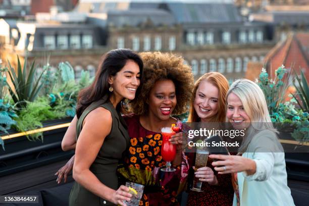 rooftop selfie - rooftop bar stock pictures, royalty-free photos & images