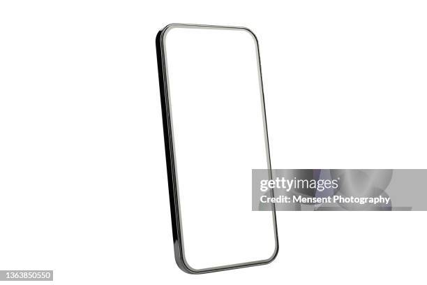 smartphone mockup blank screen isolated on white background - dispositif portable photos et images de collection