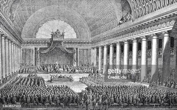 eröffnung der reichsstände in versailles am 5. mai 1789 - chateau de versailles stock-grafiken, -clipart, -cartoons und -symbole