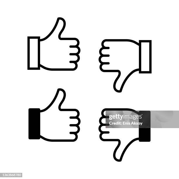 ilustraciones, imágenes clip art, dibujos animados e iconos de stock de pulgar arriba y abajo de iconos - pulgar