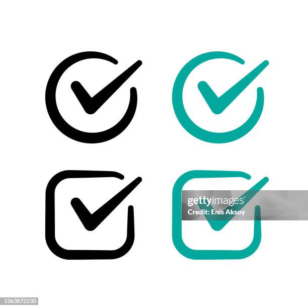 bildbanksillustrationer, clip art samt tecknat material och ikoner med check mark icons - ok tecken