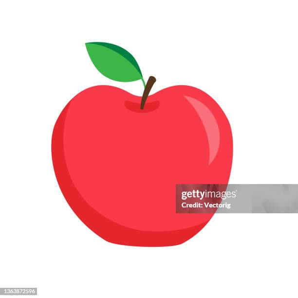 apple vector flat illustration - apple stock illustrations
