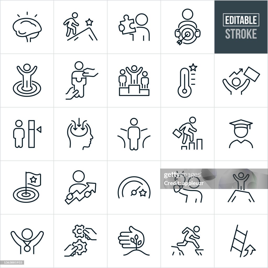 Personal Development Thin Line Icons - Editable Stroke