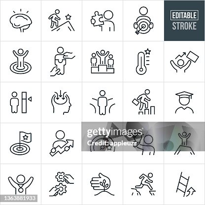 Personal Development Thin Line Icons - Editable Stroke Personal Development Thin Line Icons - Editable Stroke