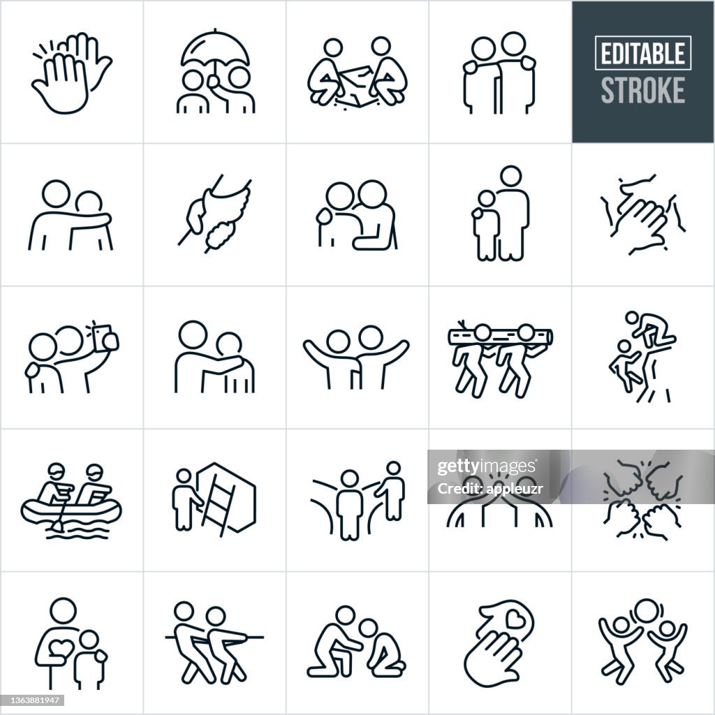 Mentoring Thin Line Icons - Bearbeitbarer Strich