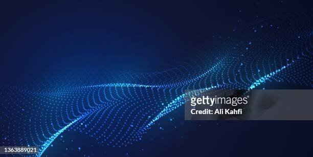 abstract waving particle technology background - wave pattern stock illustrations