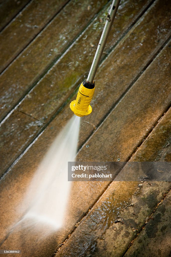 Power washing the deck