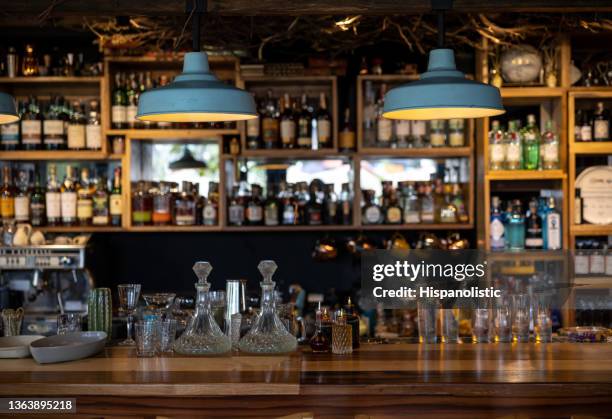 beautiful cozy bar at a restaurant - bar reopening stock pictures, royalty-free photos & images