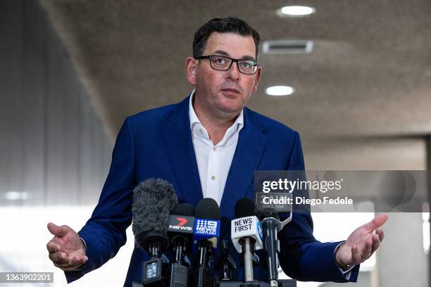 Victorian Premier Daniel Andrews addresses the media during a press conference on January 11, 2022 in Melbourne, Australia. Victoria has recorded...