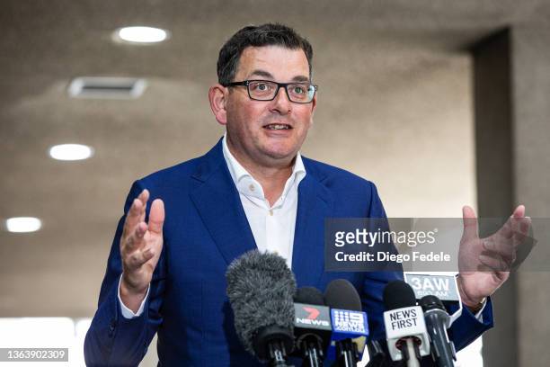 Victorian Premier Daniel Andrews addresses the media during a press conference on January 11, 2022 in Melbourne, Australia. Victoria has recorded...