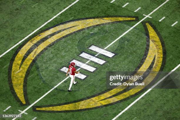 Bryce Young of the Alabama Crimson Tide walks on to the field during the third quarter of the game against the Georgia Bulldogs during the 2022 CFP...