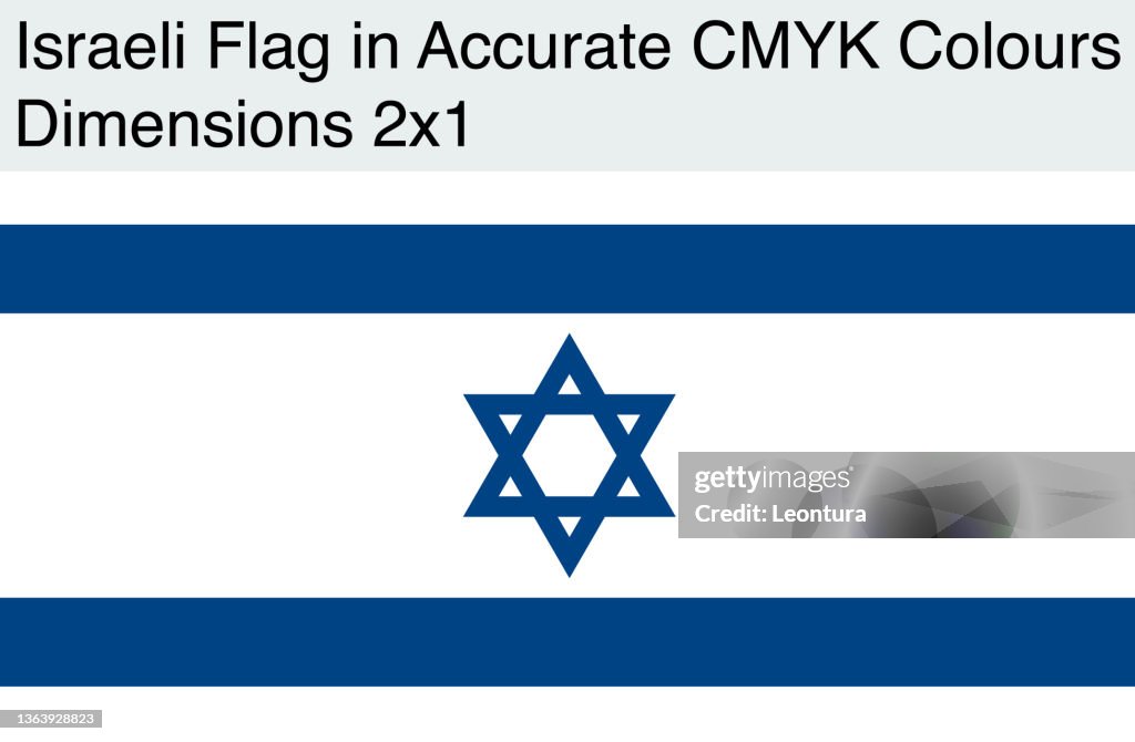Israelische Flagge in genauen CMYK-Farben (Abmessungen 2x1)