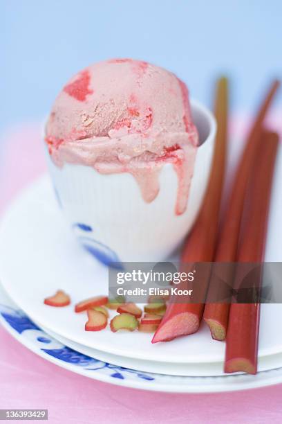 rhubarb ice-cream - rabarber stockfoto's en -beelden