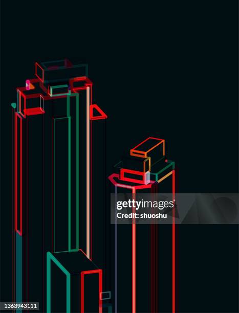 bold colors city architecture structure model pattern - building models stock illustrations
