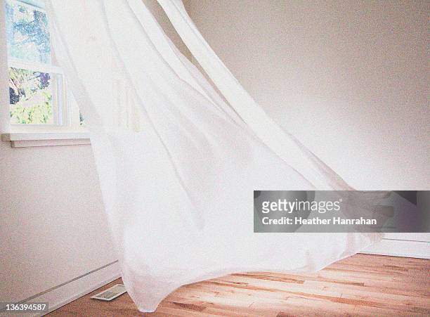 dancing curtains - curtain blowing stock pictures, royalty-free photos & images