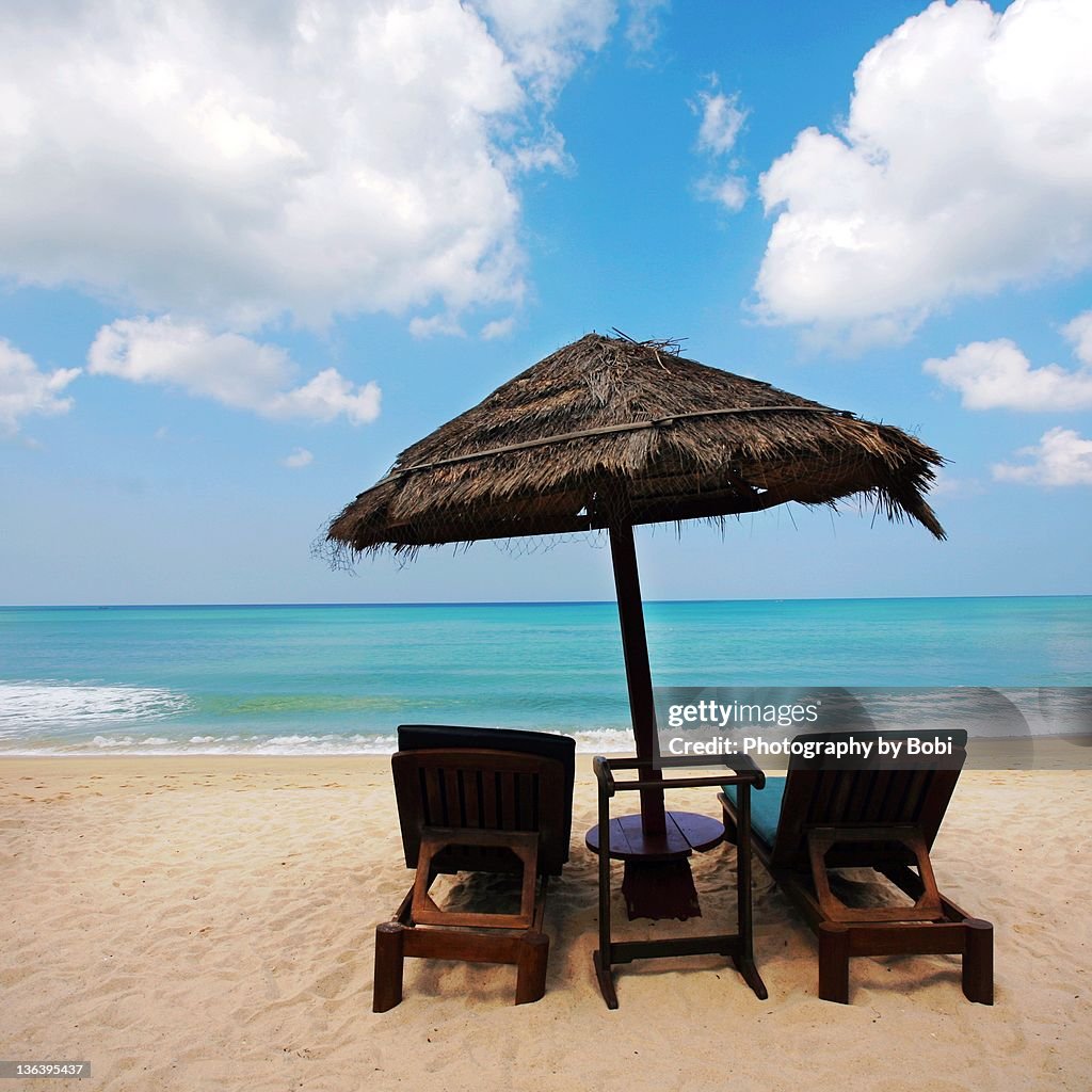 Beach umbrella chairs in Phuke