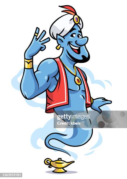 genie and three wishes - genie stock illustrations