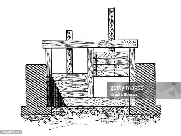 antique illustration: sluice gate - dam stock illustrations