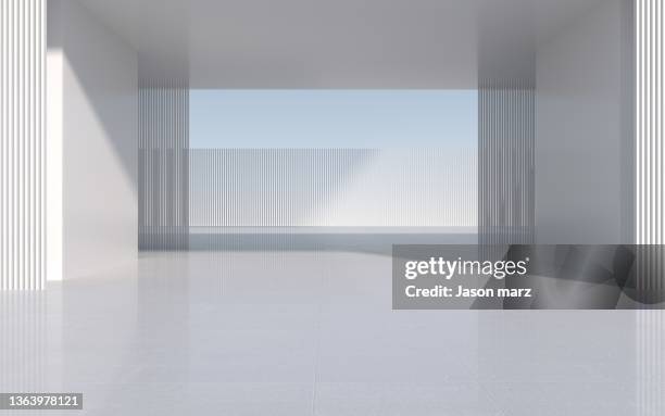 3d rendering exhibition background - empty room stock-fotos und bilder