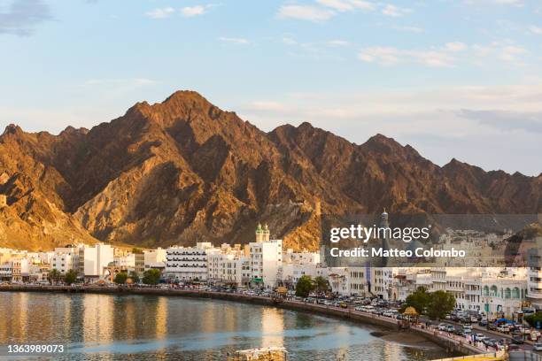 mutrah old town at sunset, muscat, oman - maskat stock pictures, royalty-free photos & images