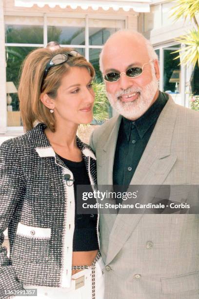Celine Dion and Rene Angelil pose during a photocall prior"n the World Music Awards on May 7, 1996 in Monaco, Monaco.